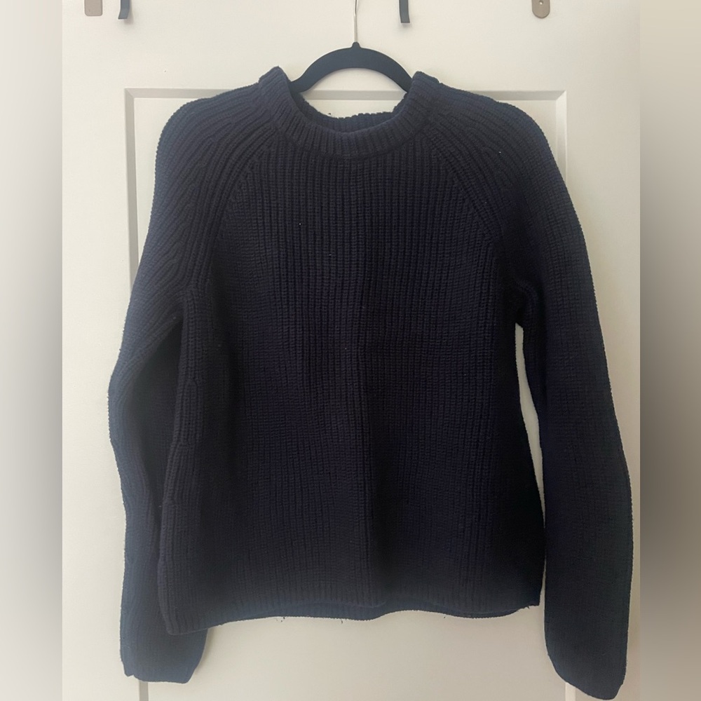 Quince Cotton Fisherman Navy Sweater